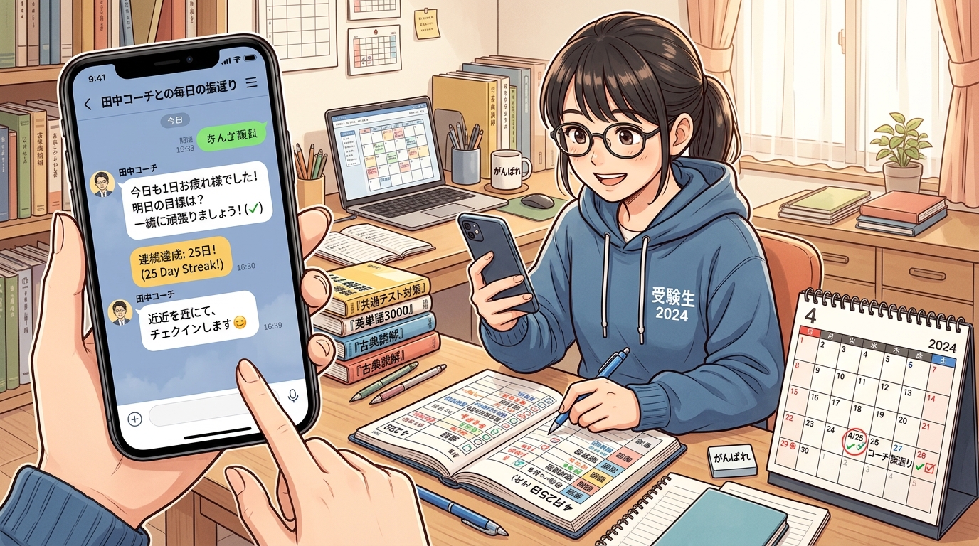 プロコーチによる浪人生向けのマンツーマン指導イメージ